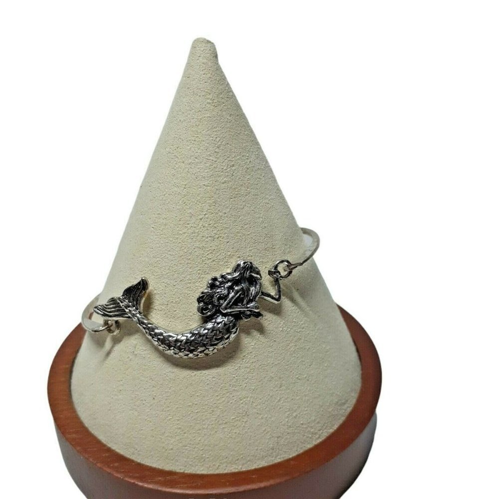 Mermaid Bracelet Bangle Silver Tone Latch Closure